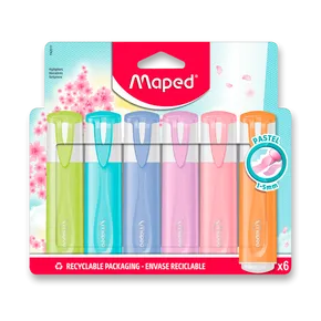 Maped Fluo Peps Pastel Highlighter Set, 6 Farben